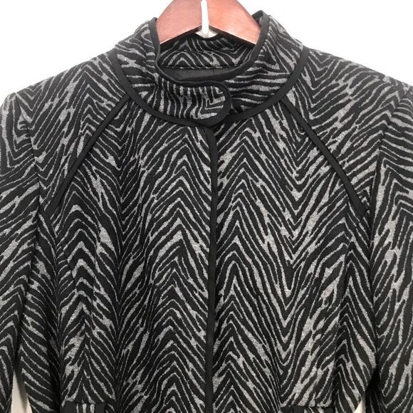 Sandro Sportswear Black Gray Animal Print Sash Waist Blazer Jacket - Picture 7 of 16